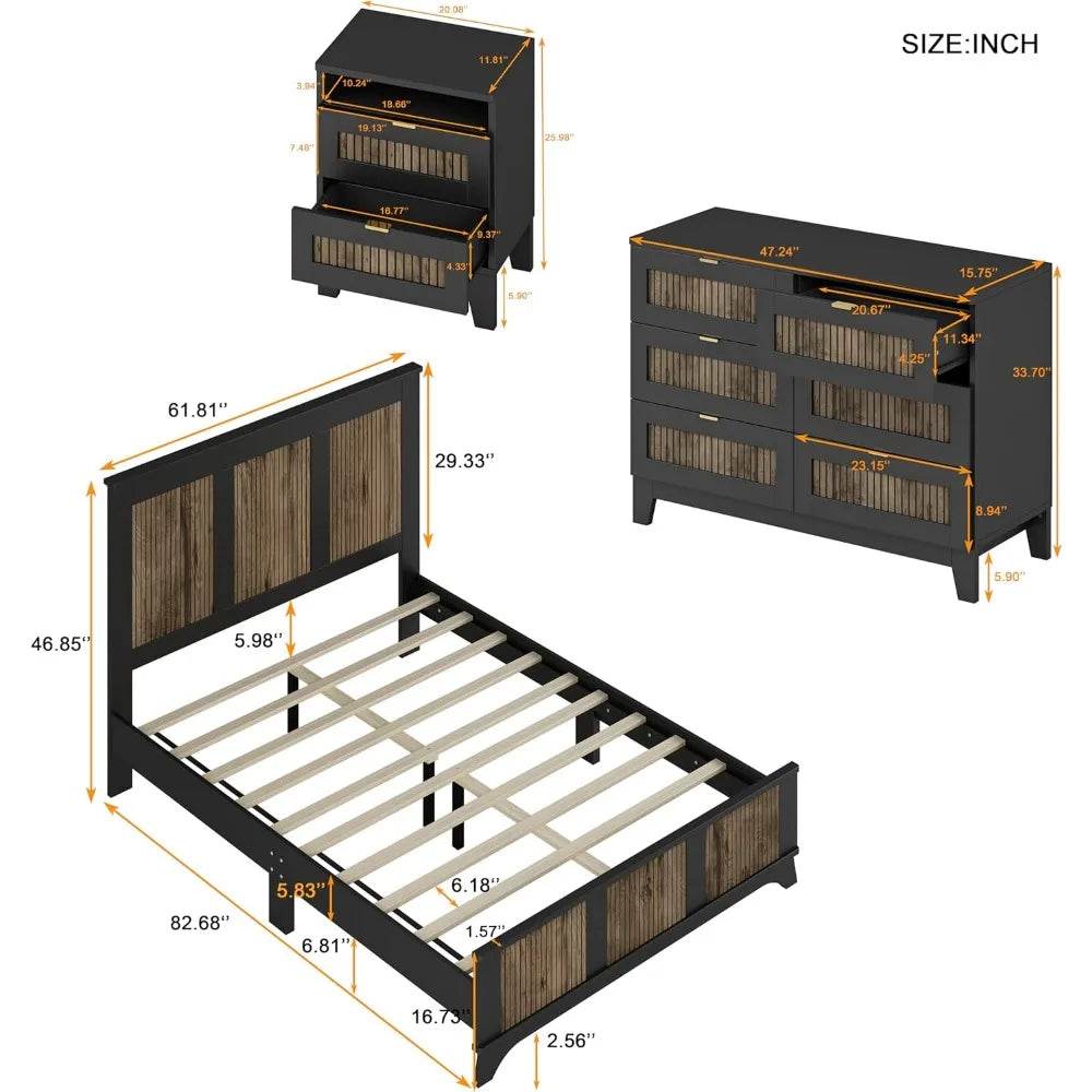 4 Piece Modern Queen Bedroom Furniture Set - MKDK - Sleep Galleria