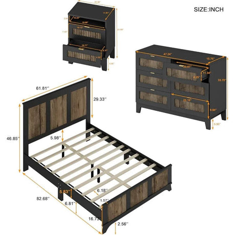 4 Piece Modern Queen Bedroom Furniture Set - MKDK - Sleep Galleria