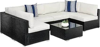 7 - Piece Modular Outdoor Wicker Patio Sectional Set - MKDK - Sleep Galleria