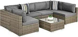 7 - Piece Modular Outdoor Wicker Patio Sectional Set - MKDK - Sleep Galleria