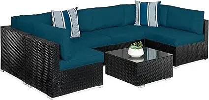 7 - Piece Modular Outdoor Wicker Patio Sectional Set - MKDK - Sleep Galleria