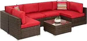 7 - Piece Modular Outdoor Wicker Patio Sectional Set - MKDK - Sleep Galleria