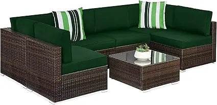 7 - Piece Modular Outdoor Wicker Patio Sectional Set - MKDK - Sleep Galleria