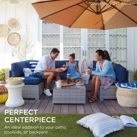 7 - Piece Modular Outdoor Wicker Patio Sectional Set - MKDK - Sleep Galleria