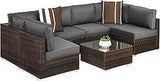 7 - Piece Modular Outdoor Wicker Patio Sectional Set - MKDK - Sleep Galleria