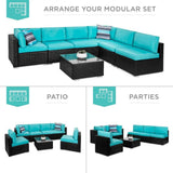 7 - Piece Modular Outdoor Wicker Patio Sectional Set - MKDK - Sleep Galleria