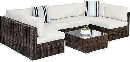 7 - Piece Modular Outdoor Wicker Patio Sectional Set - MKDK - Sleep Galleria