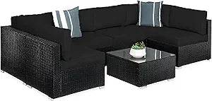 7 - Piece Modular Outdoor Wicker Patio Sectional Set - MKDK - Sleep Galleria