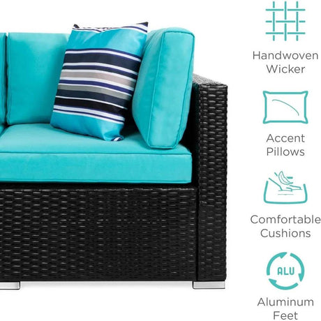 7 - Piece Modular Outdoor Wicker Patio Sectional Set - MKDK - Sleep Galleria