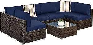 7 - Piece Modular Outdoor Wicker Patio Sectional Set - MKDK - Sleep Galleria