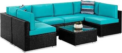 7 - Piece Modular Outdoor Wicker Patio Sectional Set - MKDK - Sleep Galleria