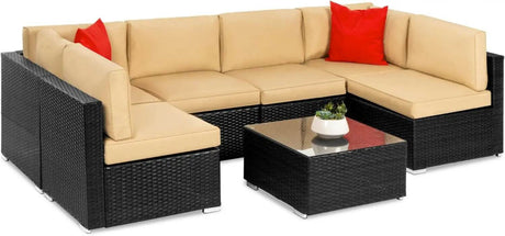 7 - Piece Modular Outdoor Wicker Patio Sectional Set - MKDK - Sleep Galleria