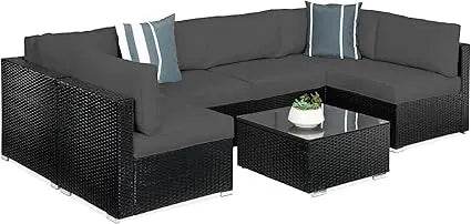 7 - Piece Modular Outdoor Wicker Patio Sectional Set - MKDK - Sleep Galleria
