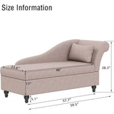 Modern Indoor Storage Upholstered Fabric Chaise Lounge - Sleep Galleria