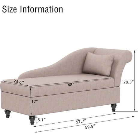 Modern Indoor Storage Upholstered Fabric Chaise Lounge - MKDK - Sleep Galleria