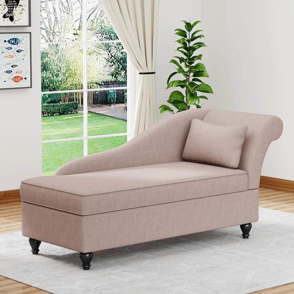 Modern Indoor Storage Upholstered Fabric Chaise Lounge - Sleep Galleria