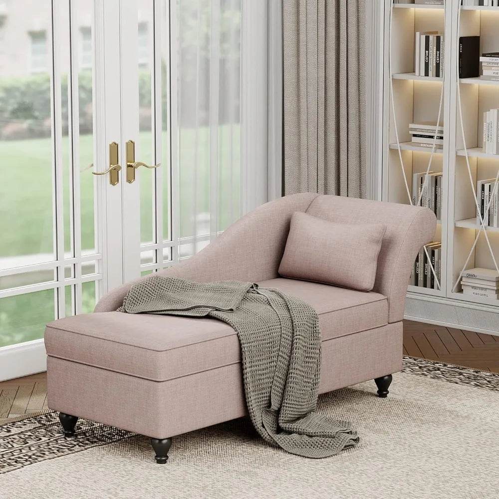 Modern Indoor Storage Upholstered Fabric Chaise Lounge - Sleep Galleria