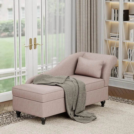 Modern Indoor Storage Upholstered Fabric Chaise Lounge - MKDK - Sleep Galleria