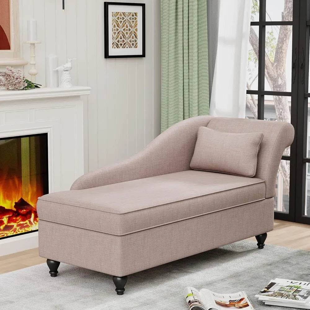 Modern Indoor Storage Upholstered Fabric Chaise Lounge - Sleep Galleria