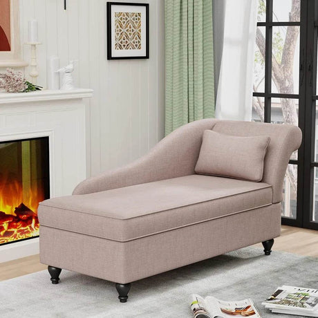 Modern Indoor Storage Upholstered Fabric Chaise Lounge - MKDK - Sleep Galleria