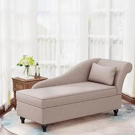 Modern Indoor Storage Upholstered Fabric Chaise Lounge - MKDK - Sleep Galleria