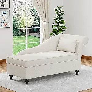 Modern Indoor Storage Upholstered Fabric Chaise Lounge - MKDK - Sleep Galleria
