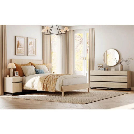 Modern Light Oak Dresser And Nightstand Set Of 3 - MKDK - Sleep Galleria