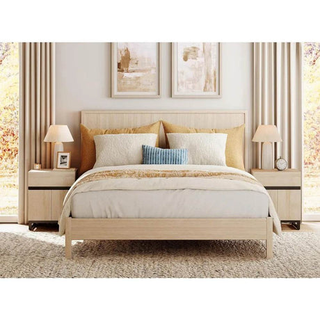Modern Light Oak Dresser And Nightstand Set Of 3 - MKDK - Sleep Galleria