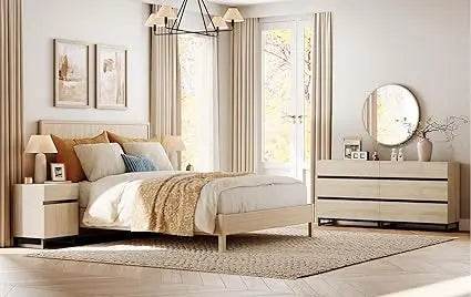 Modern Light Oak Dresser And Nightstand Set Of 3 - MKDK - Sleep Galleria