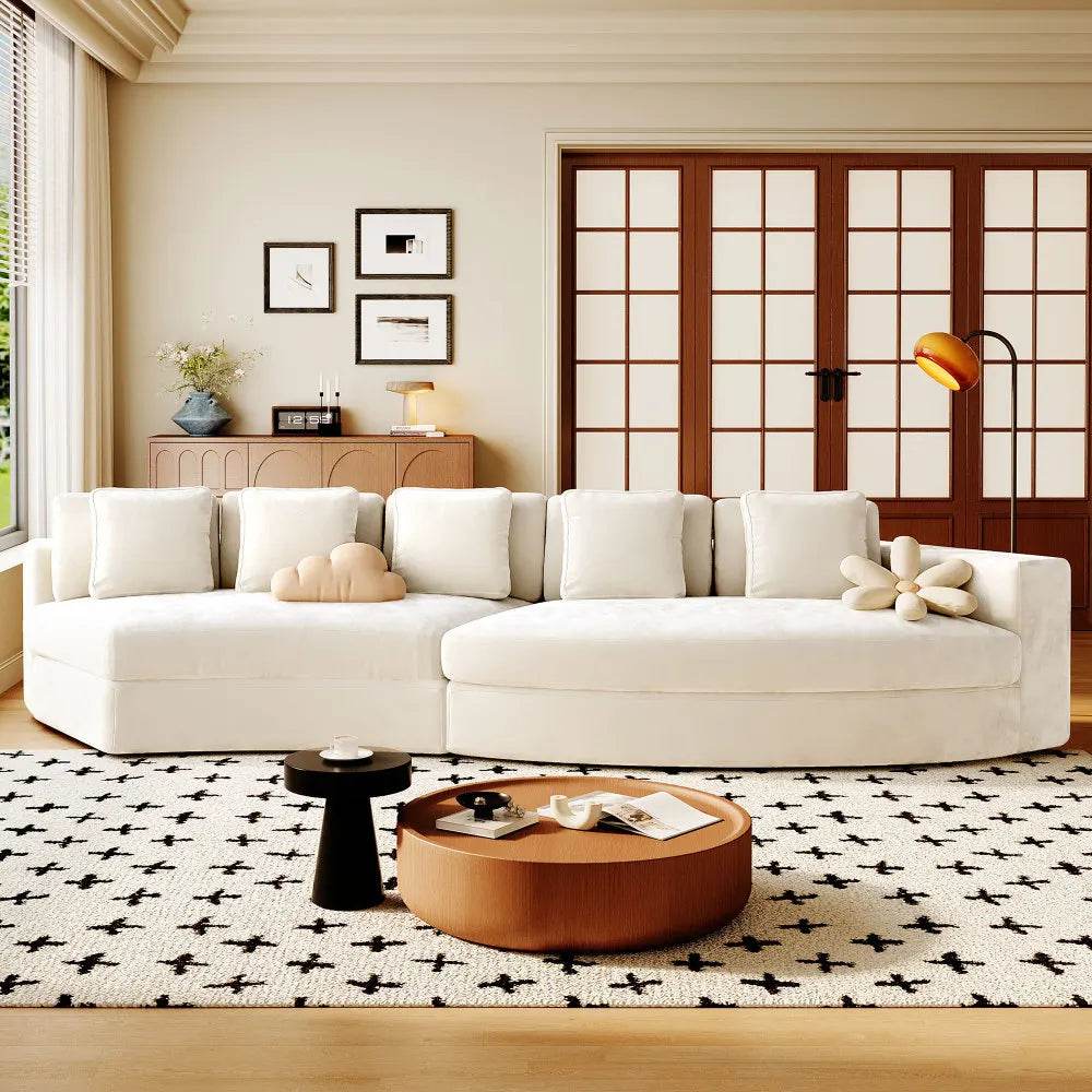 2-Piece Chenille Modular Curved Sectional Sofa Set - Sleep Galleria