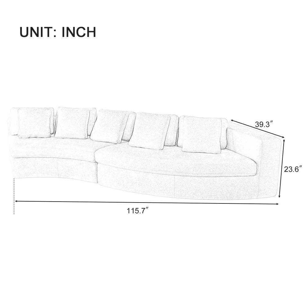 2-Piece Chenille Modular Curved Sectional Sofa Set - Sleep Galleria
