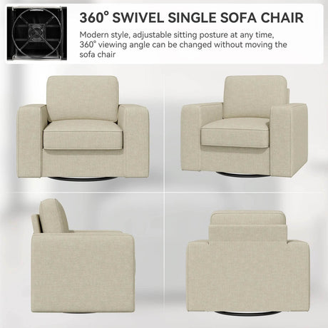 Modern Linen 360 - Degree Swivel Armchair - Nalupatio - Sleep Galleria