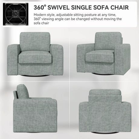 Modern Linen 360 - Degree Swivel Armchair - Nalupatio - Sleep Galleria