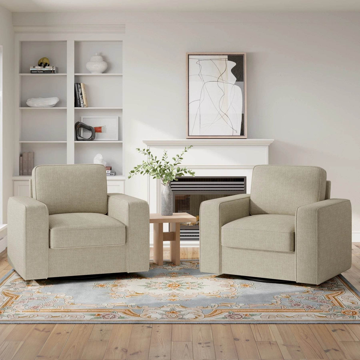 Modern Linen 360-Degree Swivel Armchair - Sleep Galleria