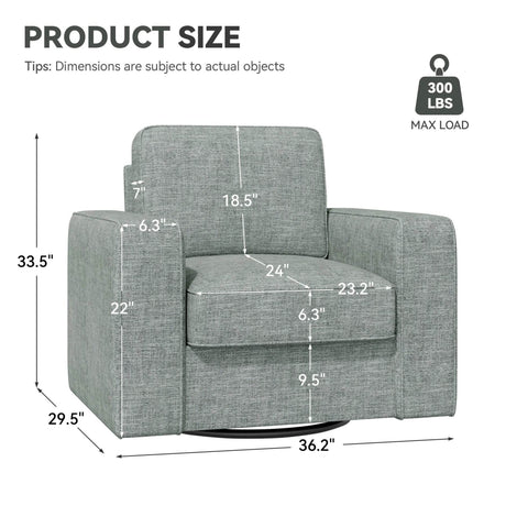 Modern Linen 360 - Degree Swivel Armchair - Nalupatio - Sleep Galleria