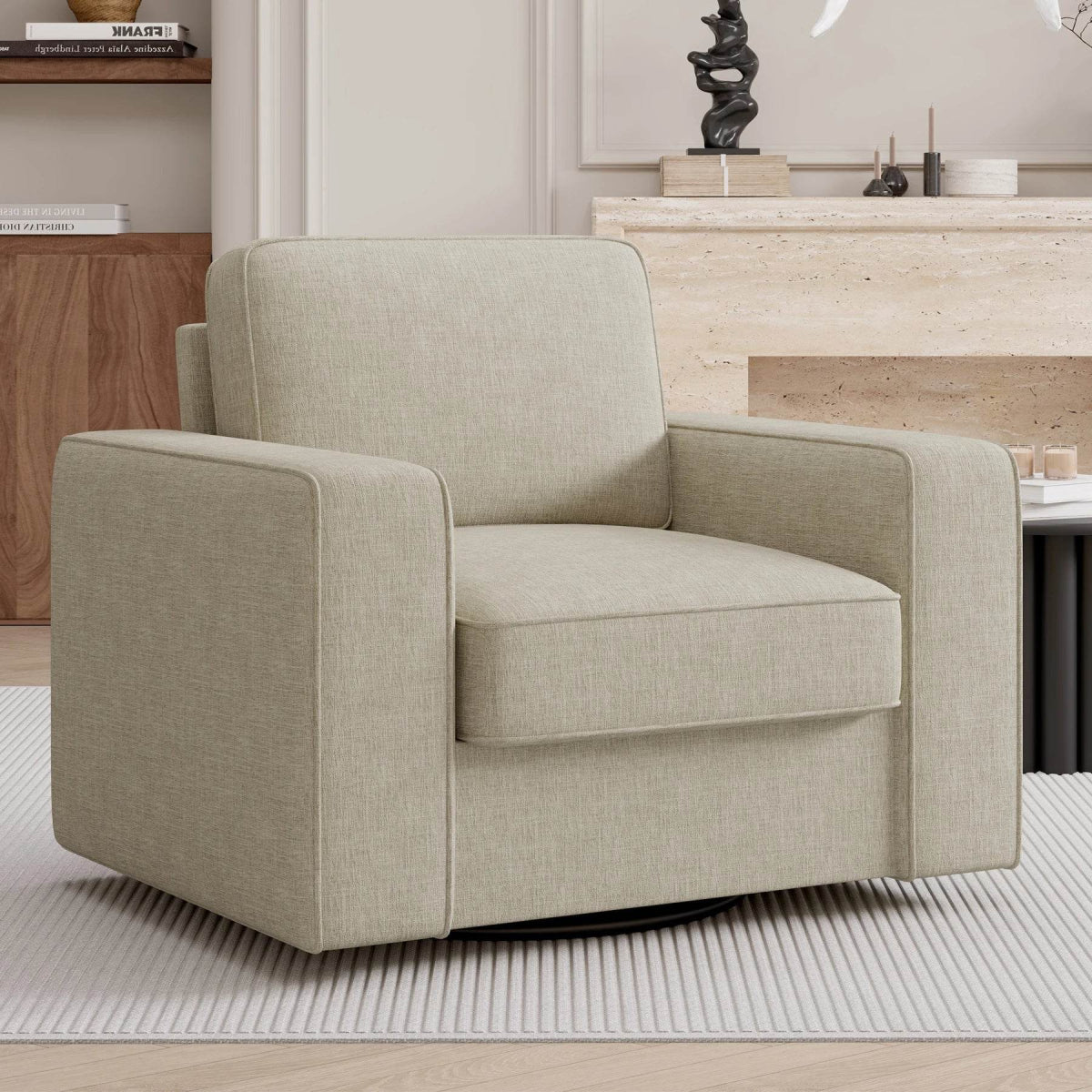 Modern Linen 360-Degree Swivel Armchair - Sleep Galleria