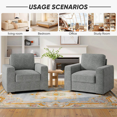 Modern Linen 360 - Degree Swivel Armchair - Nalupatio - Sleep Galleria