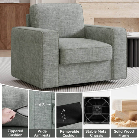 Modern Linen 360 - Degree Swivel Armchair - Nalupatio - Sleep Galleria