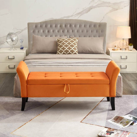 Velvet Storage Bed Bench With Foam Cushion - Sleep Galleria