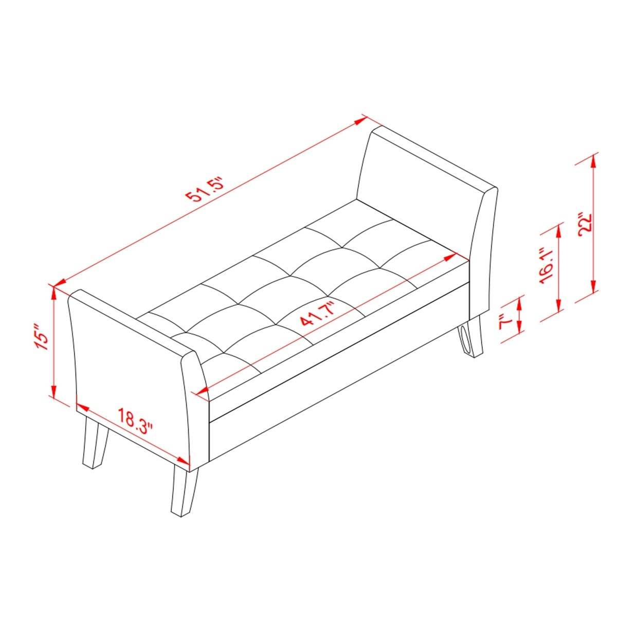 Velvet Storage Bed Bench With Foam Cushion - Sleep Galleria