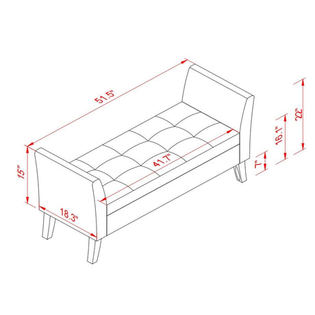 Velvet Storage Bed Bench With Foam Cushion - Sleep Galleria