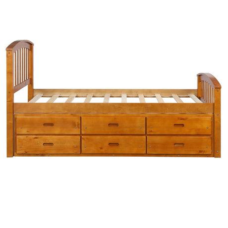 Solid Wood Platform Storage Bed with 6 Drawers - ORISFUR - Sleep Galleria