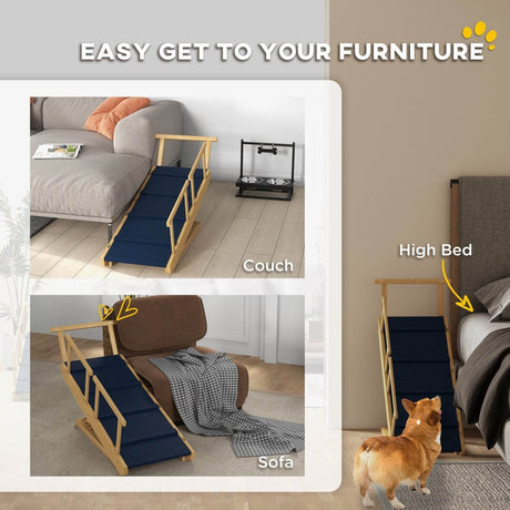 Adjustable Foldable Wooden Dog Ramp With Non-Slip Mat - Sleep Galleria