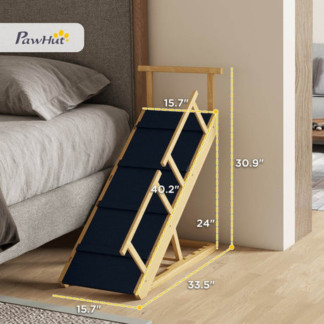 Adjustable Foldable Wooden Dog Ramp With Non-Slip Mat - Sleep Galleria