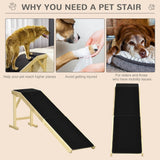 Natural Wood Pet Ramp With Non-Slip Carpet Platform - Sleep Galleria