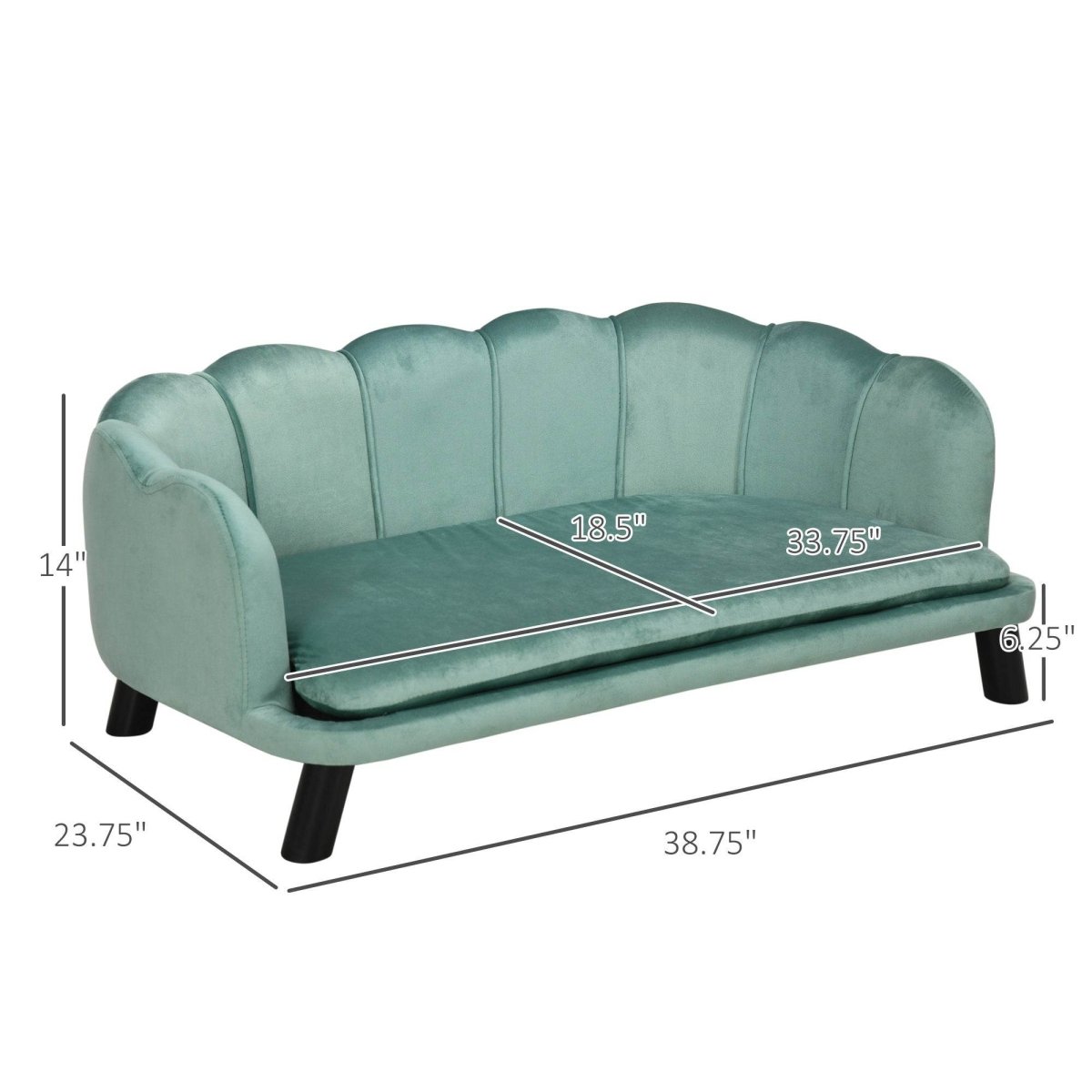 Velvet Foam Cushion Large Dog Couch Bed - PawHut - Sleep Galleria