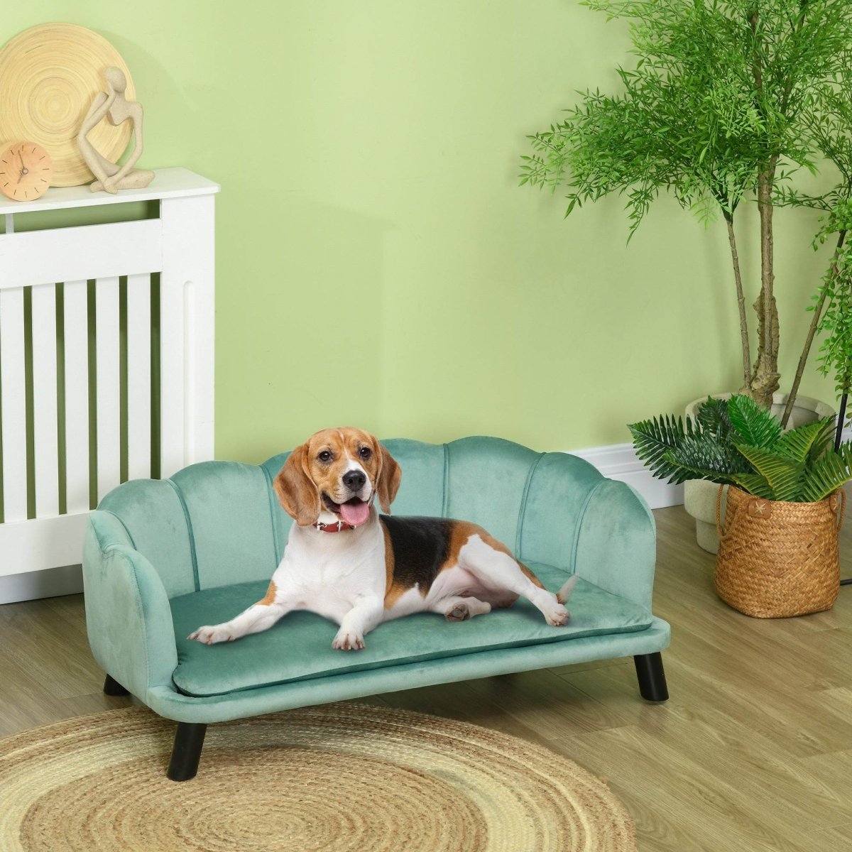 Velvet Foam Cushion Large Dog Couch Bed - PawHut - Sleep Galleria