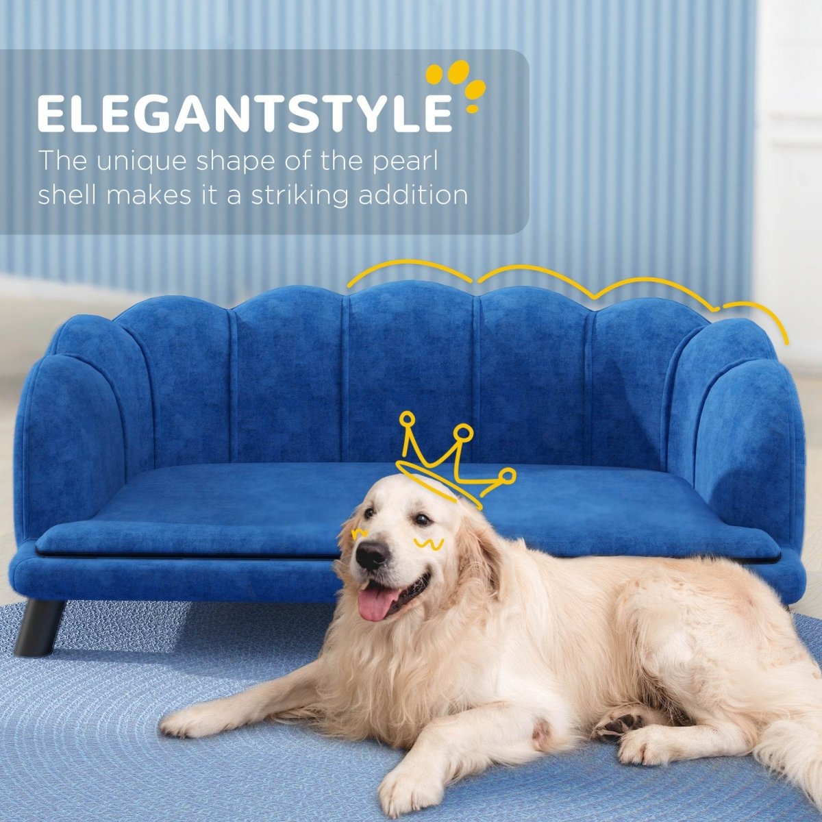 Velvet Large Dog Couch With Foam Cushion - Sleep Galleria