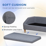 Wood Frame Gray Linen Fabric Pet Sofa - Sleep Galleria