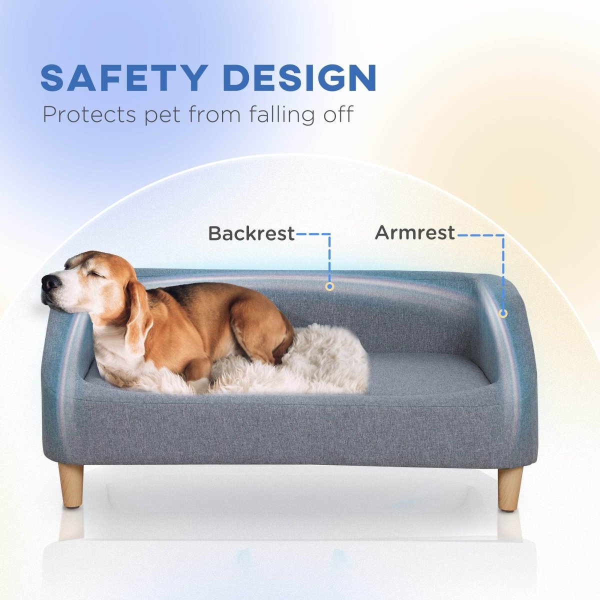 Wood Frame Gray Linen Fabric Pet Sofa - Sleep Galleria